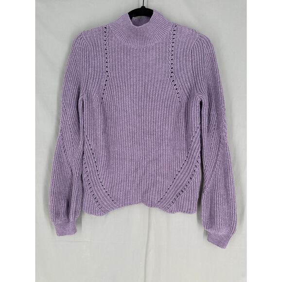 Marine Layer Sweater Womens Small Purple Erin Mockneck Balloon Sleeve Knit Soft - Picture 1 of 7